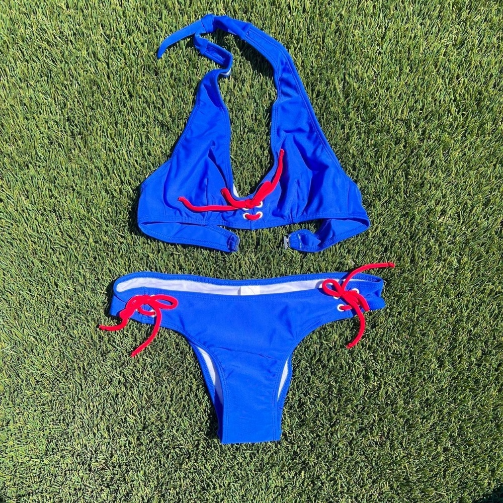 Halter Top with Center Lace Accent and Scoop Bottom